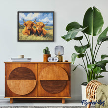 Laden Sie das Bild in den Galerie-Viewer, Diamond Painting - Highland Cow goldenes Feld