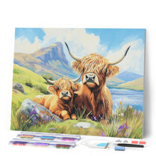 Laden Sie das Bild in den Galerie-Viewer, Diamond Painting - Highland Cow mit Kalb