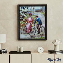 Laden Sie das Bild in den Galerie-Viewer, Diamond Painting - Vintage-Gemälde eines radelnden Paares
