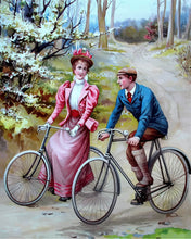 Laden Sie das Bild in den Galerie-Viewer, Diamond Painting - Vintage-Gemälde eines radelnden Paares