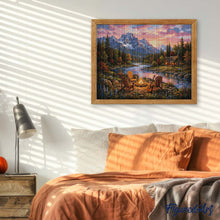 Laden Sie das Bild in den Galerie-Viewer, Diamond Painting - Lagerfeuerglanz am Flussufer