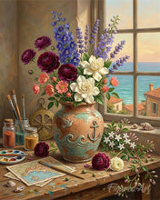 Laden Sie das Bild in den Galerie-Viewer, Diamond Painting - Mediterrane Blumenharmonie