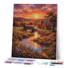 Laden Sie das Bild in den Galerie-Viewer, Diamond Painting - Sonnenuntergang im Tal der Farm