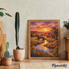 Laden Sie das Bild in den Galerie-Viewer, Diamond Painting - Sonnenuntergang im Tal der Farm