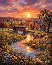 Laden Sie das Bild in den Galerie-Viewer, Diamond Painting - Sonnenuntergang im Tal der Farm