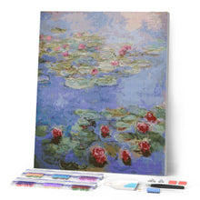Laden Sie das Bild in den Galerie-Viewer, Diamond Painting - Rote Seerosen - Monet