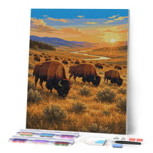 Laden Sie das Bild in den Galerie-Viewer, Diamond Painting - Yellowstone-Nationalpark, Bisons im Lamar Valley - Wyoming