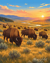 Laden Sie das Bild in den Galerie-Viewer, Diamond Painting - Yellowstone-Nationalpark, Bisons im Lamar Valley - Wyoming