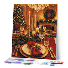 Laden Sie das Bild in den Galerie-Viewer, Diamond Painting - Weihnachtsessen bei Kerzenschein