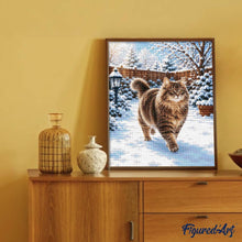 Laden Sie das Bild in den Galerie-Viewer, Diamond Painting - Schneeverzauberte Katze