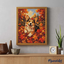 Laden Sie das Bild in den Galerie-Viewer, Diamond Painting - Fröhlicher Corgi im Herbstlaub