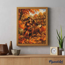 Laden Sie das Bild in den Galerie-Viewer, Diamond Painting - Dackel mit Tartanschal