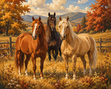 Laden Sie das Bild in den Galerie-Viewer, Diamond Painting - Pferde auf der Herbstwiese