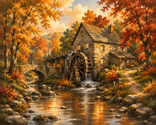 Laden Sie das Bild in den Galerie-Viewer, Diamond Painting - Alte Wassermühle im Herbst
