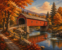 Laden Sie das Bild in den Galerie-Viewer, Diamond Painting - Gedeckte Brücke im Herbst