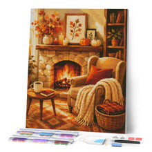 Laden Sie das Bild in den Galerie-Viewer, Diamond Painting - Gemütlicher Kamin mit Strickdecke