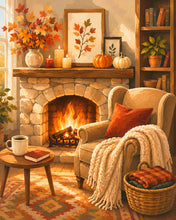 Laden Sie das Bild in den Galerie-Viewer, Diamond Painting - Gemütlicher Kamin mit Strickdecke