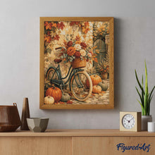 Laden Sie das Bild in den Galerie-Viewer, Diamond Painting - Blumenfahrrad mit Kürbissen