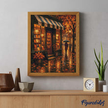 Laden Sie das Bild in den Galerie-Viewer, Diamond Painting - Verregnete Herbstbuchhandlung