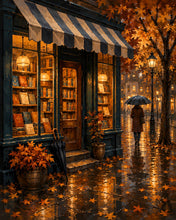 Laden Sie das Bild in den Galerie-Viewer, Diamond Painting - Verregnete Herbstbuchhandlung
