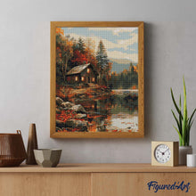 Laden Sie das Bild in den Galerie-Viewer, Diamond Painting - Gemütliche Hütte am Herbstsee