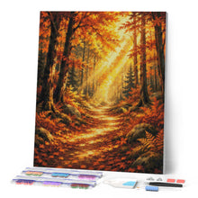 Laden Sie das Bild in den Galerie-Viewer, Diamond Painting - Waldweg mit Sonnenstrahlen