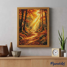 Laden Sie das Bild in den Galerie-Viewer, Diamond Painting - Waldweg mit Sonnenstrahlen