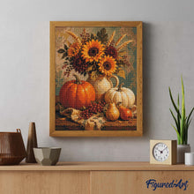 Laden Sie das Bild in den Galerie-Viewer, Diamond Painting - Stillleben mit Kürbis und Sonnenblume