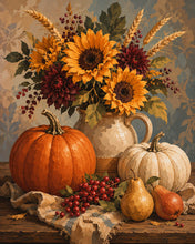 Laden Sie das Bild in den Galerie-Viewer, Diamond Painting - Stillleben mit Kürbis und Sonnenblume