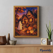 Laden Sie das Bild in den Galerie-Viewer, Diamond Painting - Freundliches Gespenst am Kürbiscottage