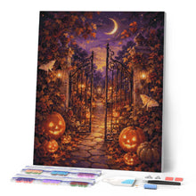 Laden Sie das Bild in den Galerie-Viewer, Diamond Painting - Verzaubertes Jack o Lantern Gartentor