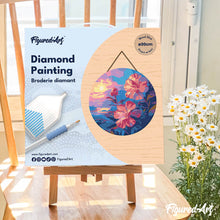 Laden Sie das Bild in den Galerie-Viewer, Diamond Painting auf Holzscheibe - Hibiskus bei Sonnenuntergang