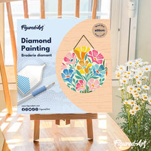 Laden Sie das Bild in den Galerie-Viewer, Diamond Painting auf Holzscheibe - Buntes Blumenmuster