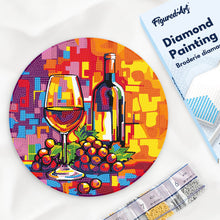 Laden Sie das Bild in den Galerie-Viewer, Diamond Painting auf Holzscheibe - Wein und Trauben