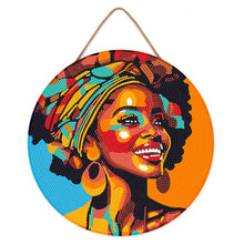 Laden Sie das Bild in den Galerie-Viewer, Diamond Painting auf Holzscheibe - Afrikanische Königin Pop Art