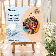 Laden Sie das Bild in den Galerie-Viewer, Diamond Painting auf Holzscheibe - Afrikanische Königin Pop Art