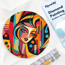Laden Sie das Bild in den Galerie-Viewer, Diamond Painting auf Holzscheibe - Abstrakte Frau im Picasso Stil