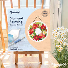 Laden Sie das Bild in den Galerie-Viewer, Diamond Painting auf Holzscheibe - Blumiger Weihnachtskranz