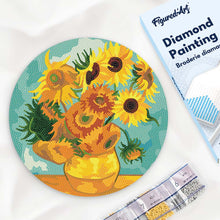 Laden Sie das Bild in den Galerie-Viewer, Diamond Painting auf Holzscheibe - Van Gogh - Sonnenblumen