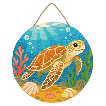 Laden Sie das Bild in den Galerie-Viewer, Diamond Painting auf Holzscheibe - Schildkröte