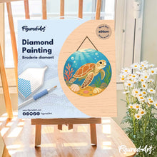 Laden Sie das Bild in den Galerie-Viewer, Diamond Painting auf Holzscheibe - Schildkröte