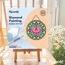 Laden Sie das Bild in den Galerie-Viewer, Diamond Painting auf Holzscheibe - Lotus-Mandala