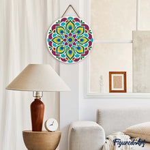 Laden Sie das Bild in den Galerie-Viewer, Diamond Painting auf Holzscheibe - Pfauen-Mandala