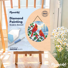 Laden Sie das Bild in den Galerie-Viewer, Diamond Painting auf Holzscheibe - Winter-Kardinäle