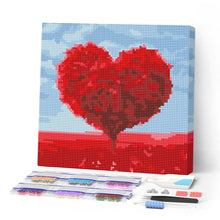 Laden Sie das Bild in den Galerie-Viewer, Mini Diamond Painting 25 x 25 cm - Herzroter Baum