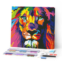 Laden Sie das Bild in den Galerie-Viewer, Mini Diamond Painting 25 x 25 cm - Löwe Pop Art