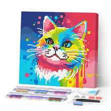 Laden Sie das Bild in den Galerie-Viewer, Mini Diamond Painting 25 x 25 cm - Abstrakte Pop Art Katze