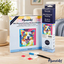 Laden Sie das Bild in den Galerie-Viewer, Mini Diamond Painting 25 x 25 cm - Abstrakter Pop Art Hund