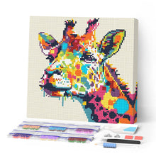 Laden Sie das Bild in den Galerie-Viewer, Mini Diamond Painting 25 x 25 cm - Abstrakte Pop Art Giraffe