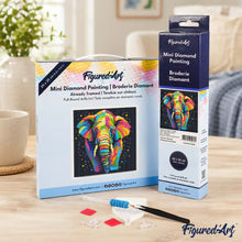 Laden Sie das Bild in den Galerie-Viewer, Mini Diamond Painting 25 x 25 cm - Abstrakter Pop Art Elefant